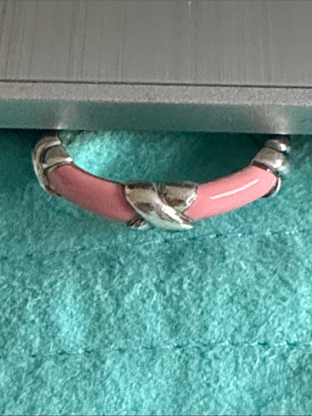 Pink Tiffany & Co crosstitch Enamel Sterling -T-